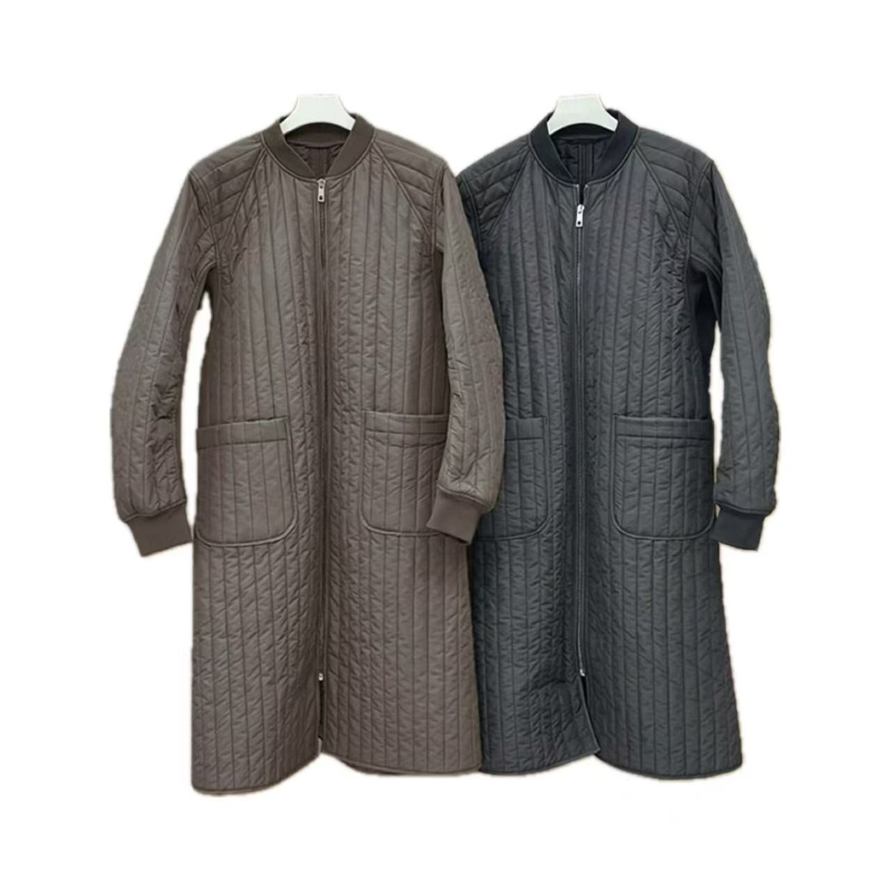 【香香优选】韩国女士长款棒球圆领薄款棉服新款时尚洋气简约大气