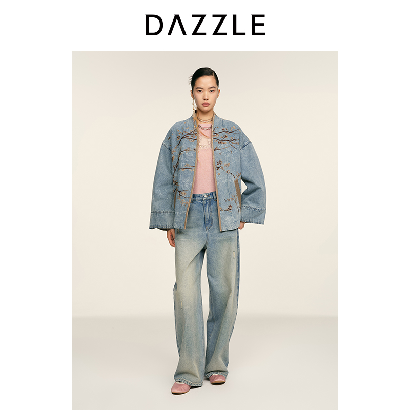 【青绿新春系列】DAZZLE 地素棉服女26春季新款棉混纺棉褛2K1HR07