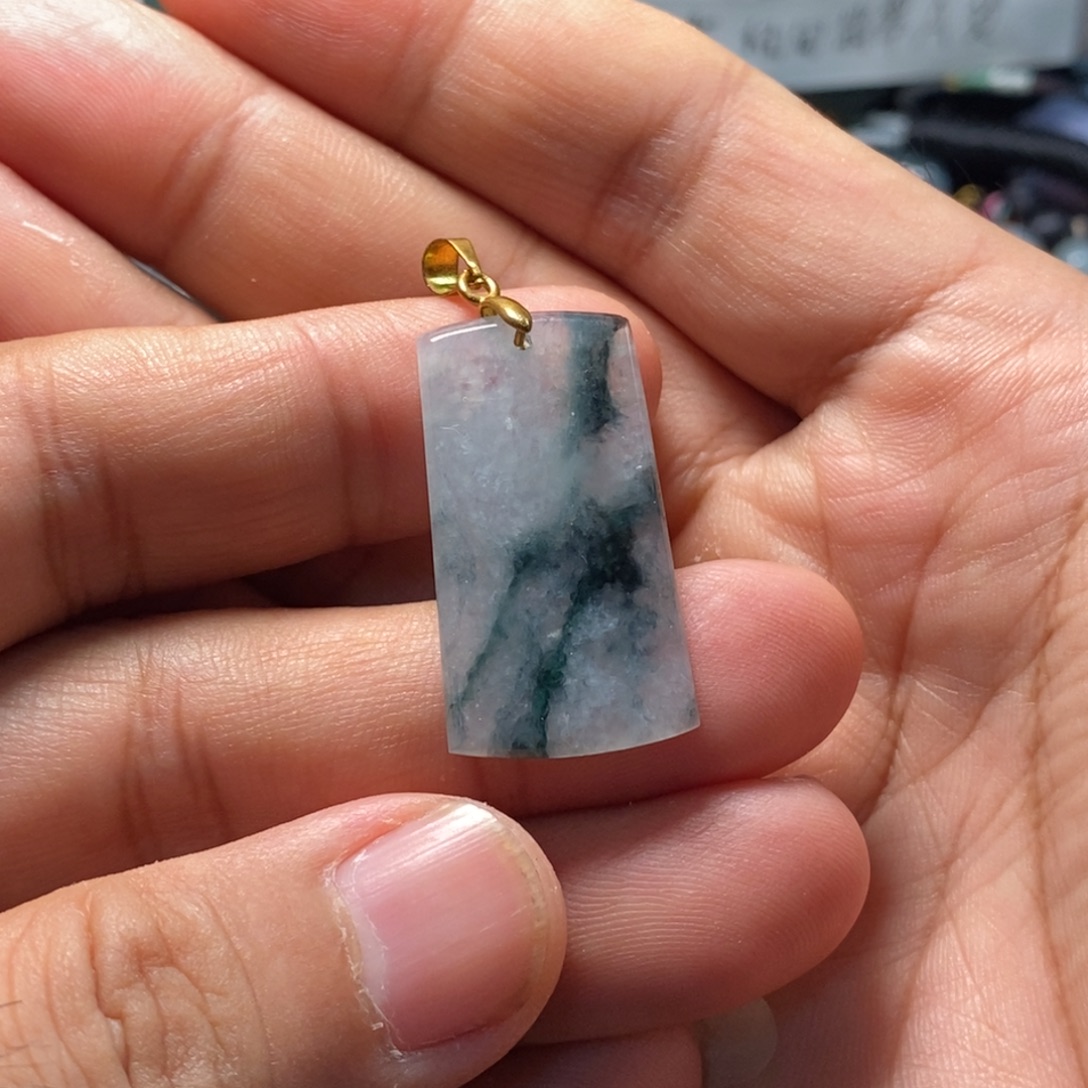 翡翠未镶嵌颈饰天然缅甸翡翠A货飘花无事牌