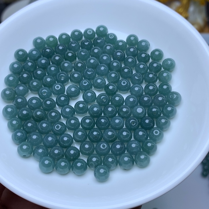 【闪购商品】翡翠手链未镶嵌卡6冰透蓝水30个