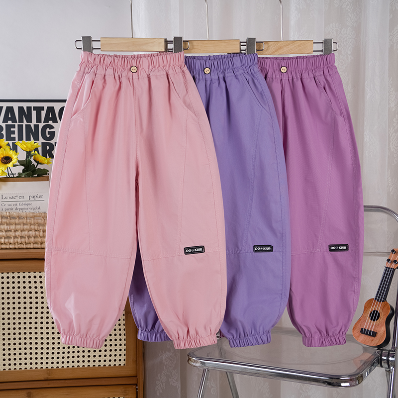 夏季皮筋腰带休闲风女休闲裤裤子中大童童装洋气长裤运动