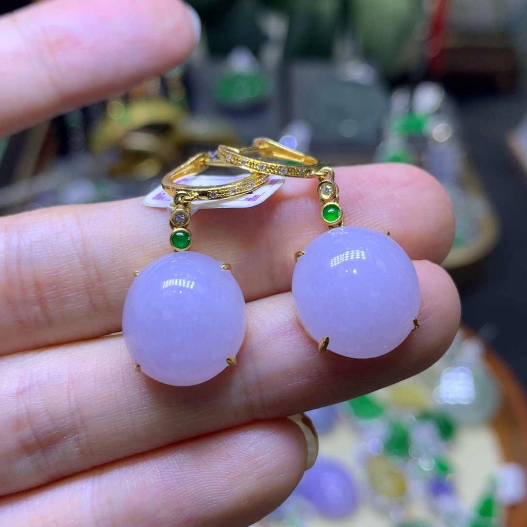 翡翠18K金镶嵌颈饰翡翠玉石吊坠项链