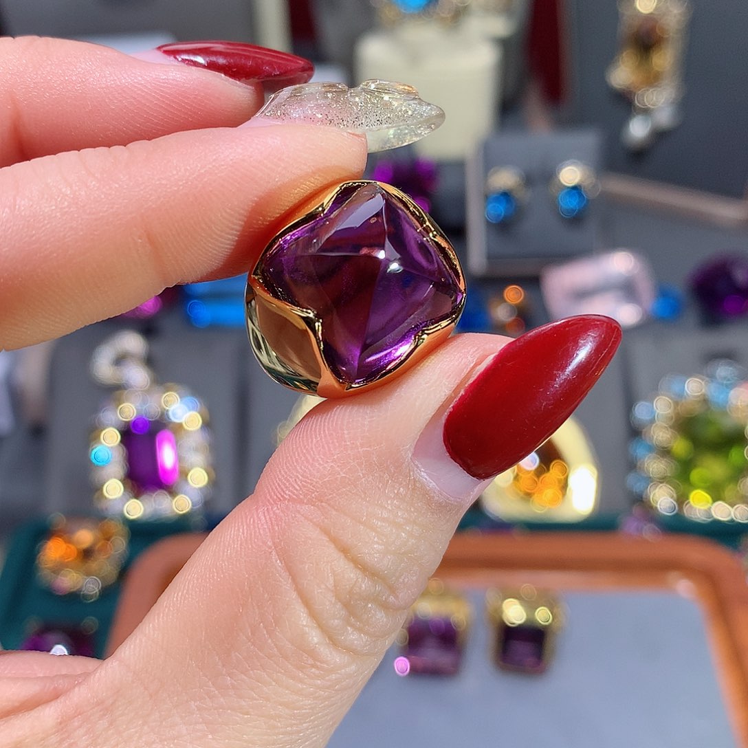 紫晶戒指银S925镶嵌戒指