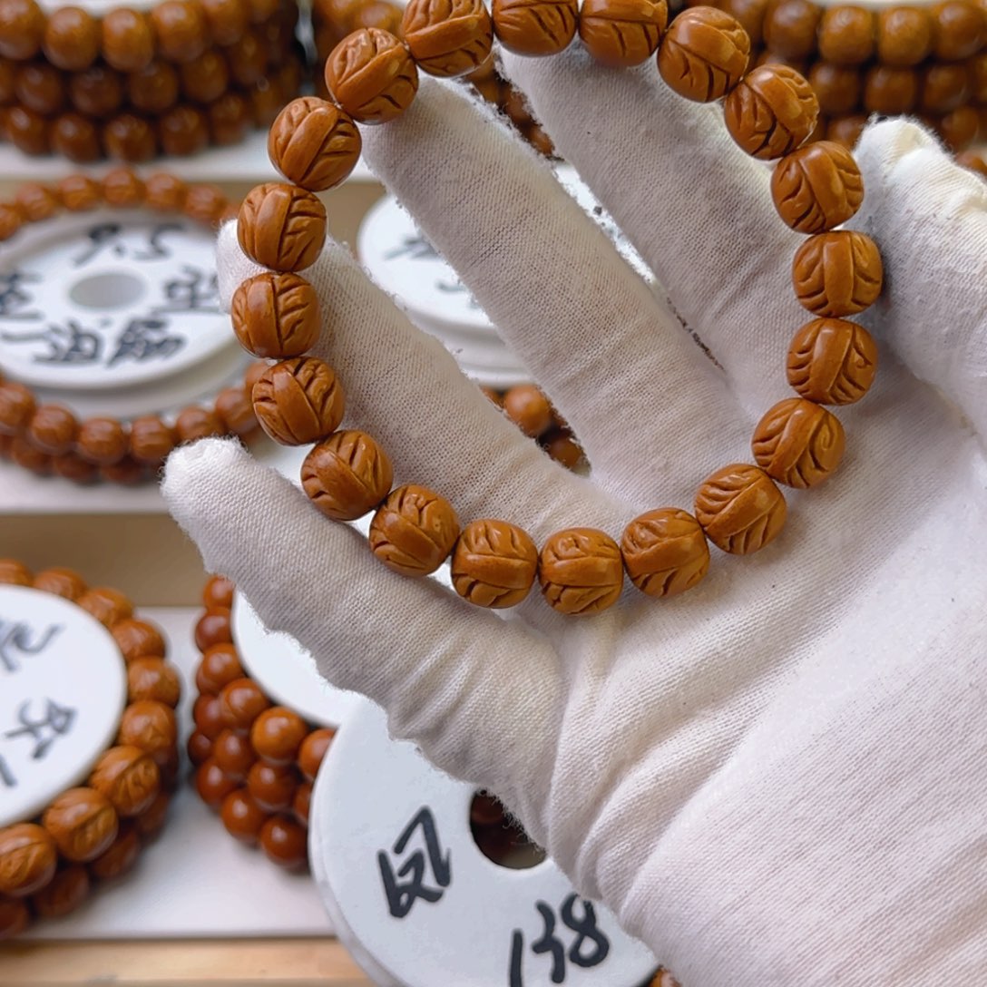 桃核手串助****✨龙纹桃核老型桶珠凤尾