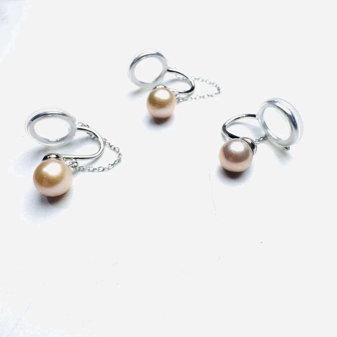 S925银天然淡水珍珠耳骨夹（6mm）多样性发一/2855