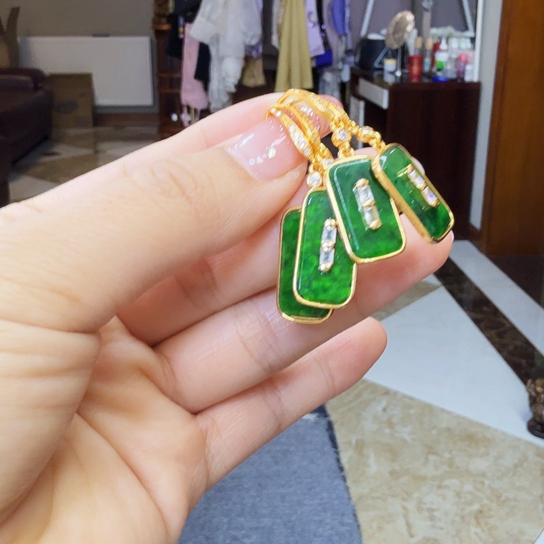 翡翠耳饰银S925镶嵌多样性发货发其一发一对925镶嵌