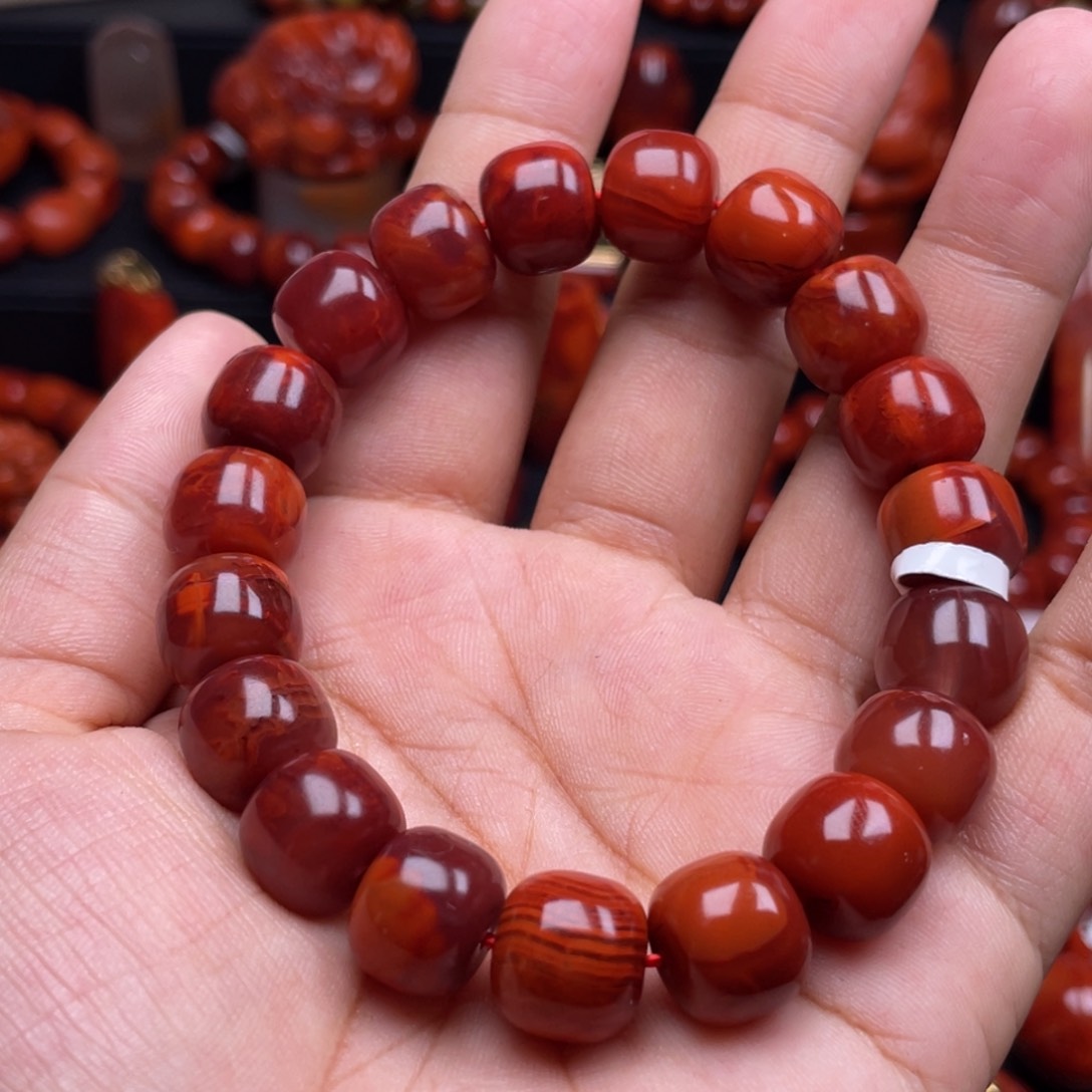 南红玛瑙珠宝奇石未镶嵌单圈12mm