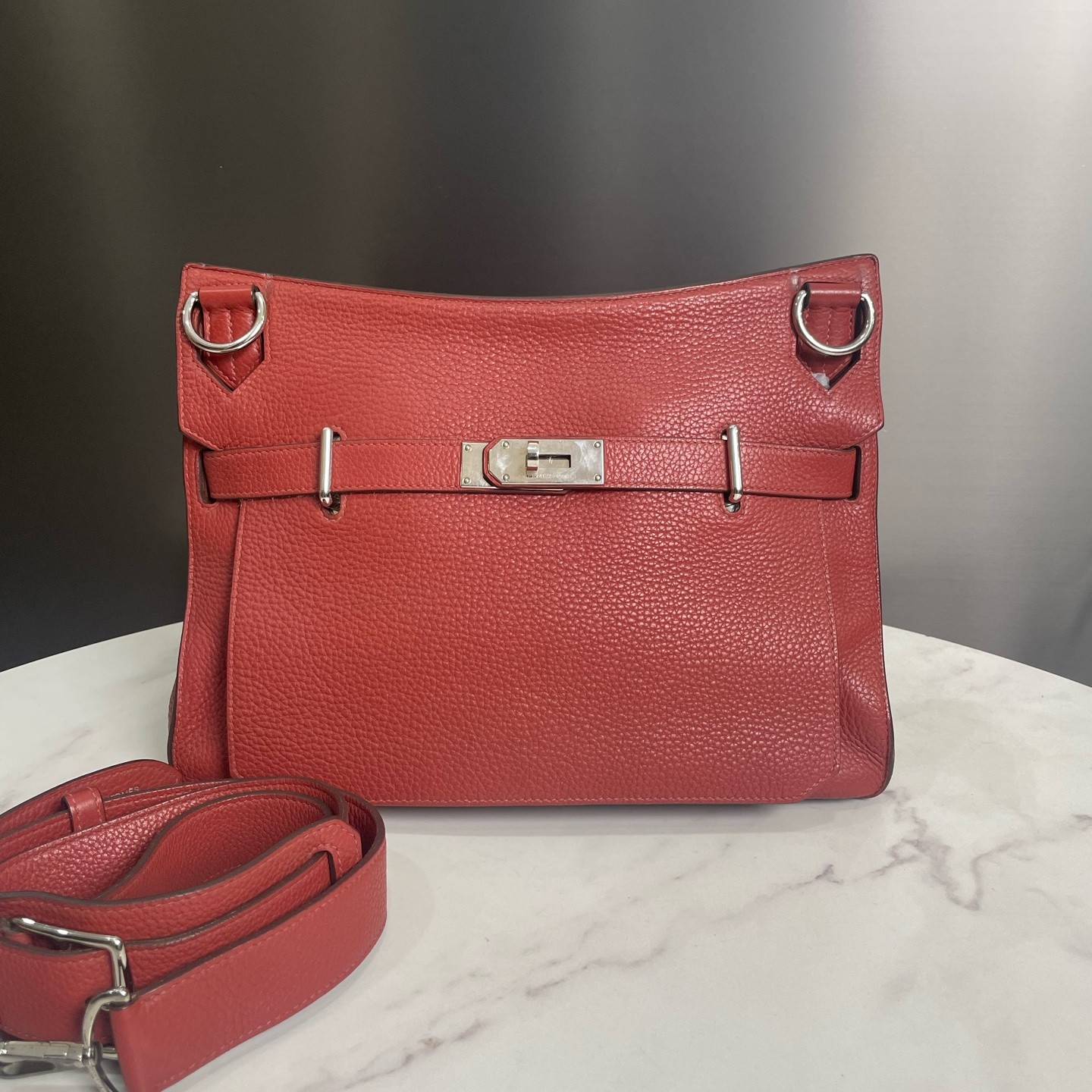95新 Hermes/爱马仕 Jypsiere36吉普赛银扣牛皮斜挎单肩16237431