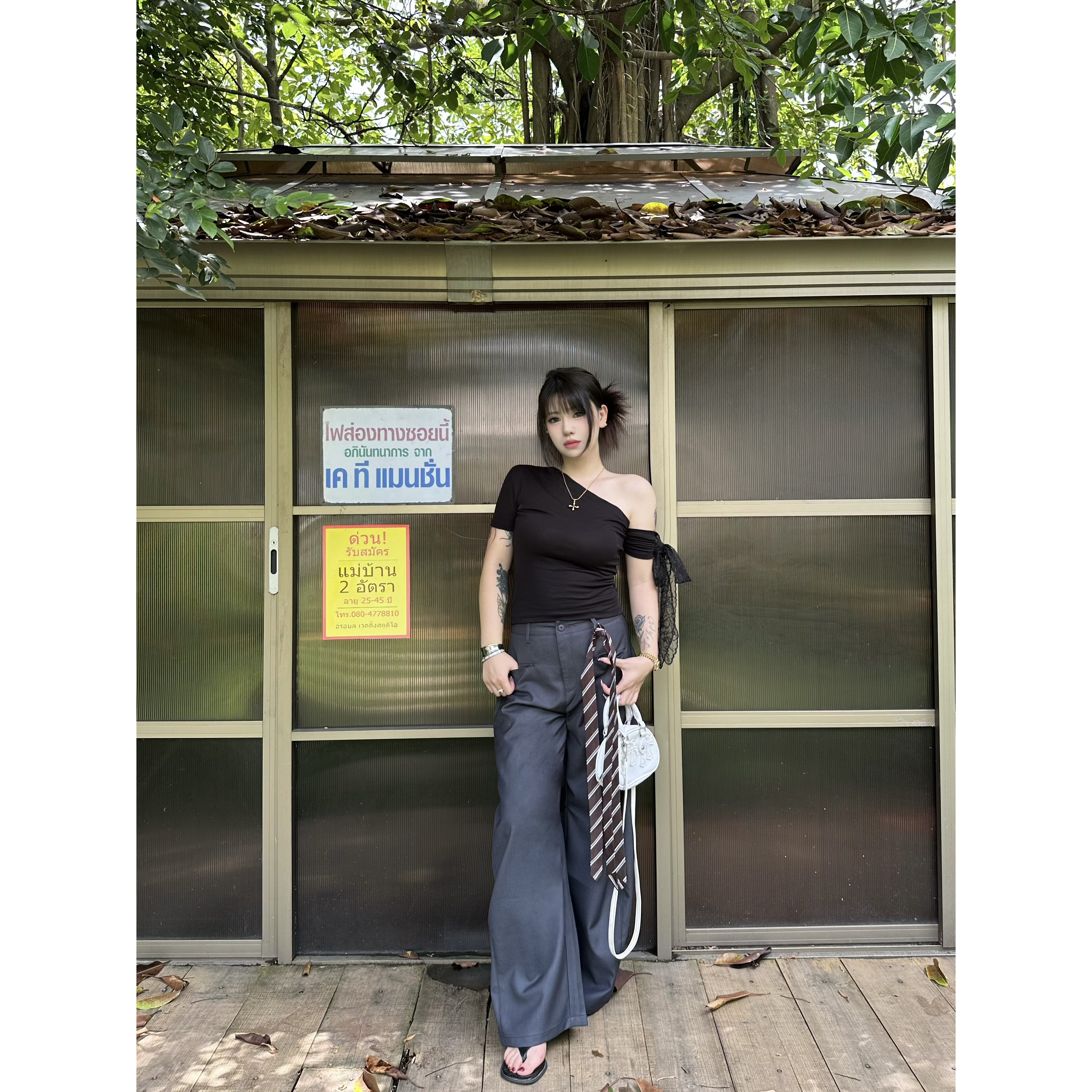 Li Napping微胖梨形美式休闲高级慵懒感百搭弯刀裤