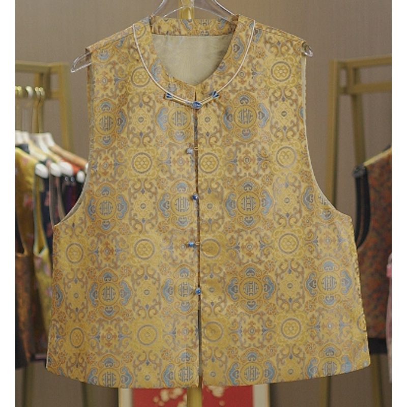 [詤裳]新中式桑蚕丝宋锦原创设计立领高定女士精品女士马甲