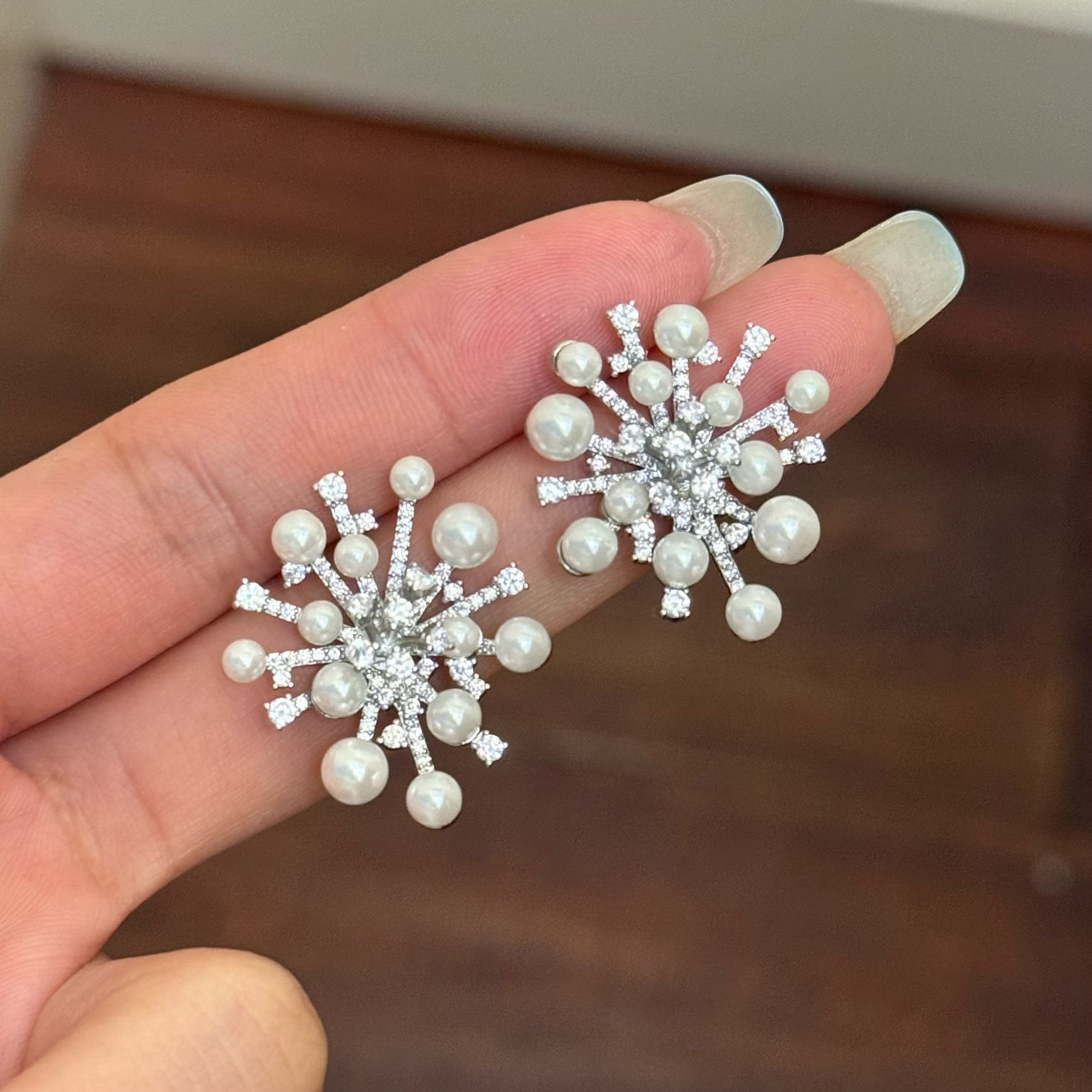 铜合金合成锆石耳饰 E0283 【漫天星光】设计师定制烟花耳环