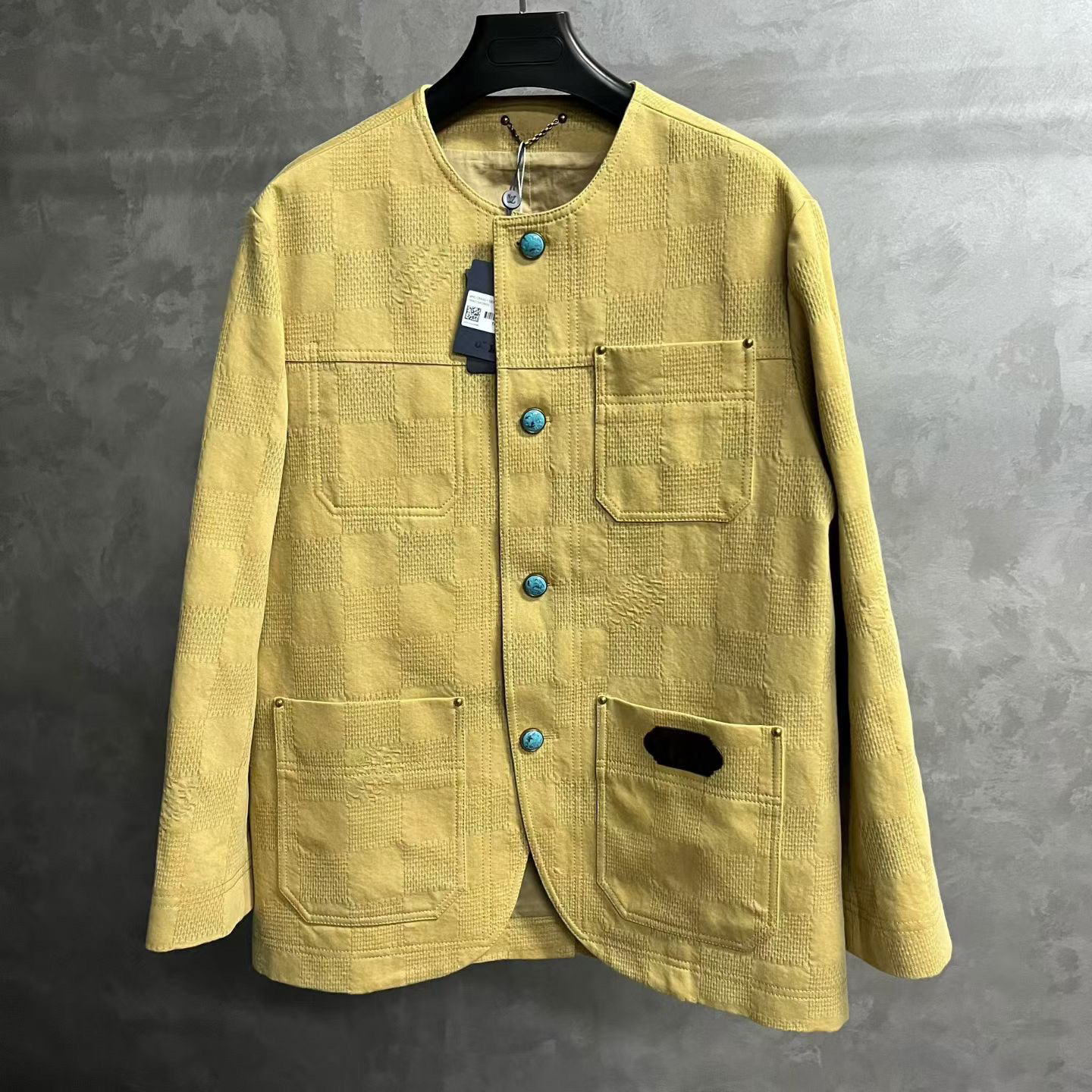 louis vuitton 卡其色字母提花圆领单排扣长袖夹克外套/52/46/50