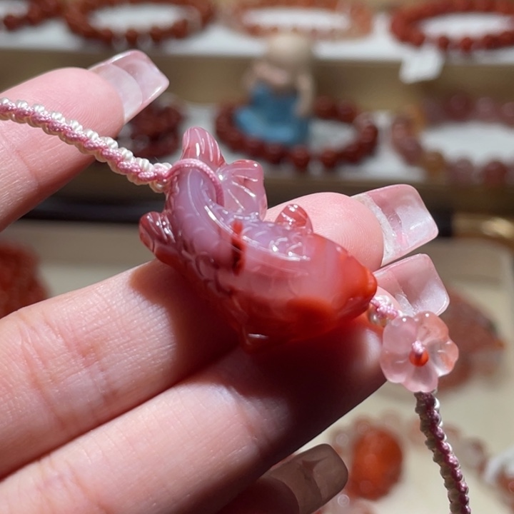 南红玛瑙锦鲤鱼编绳未镶嵌