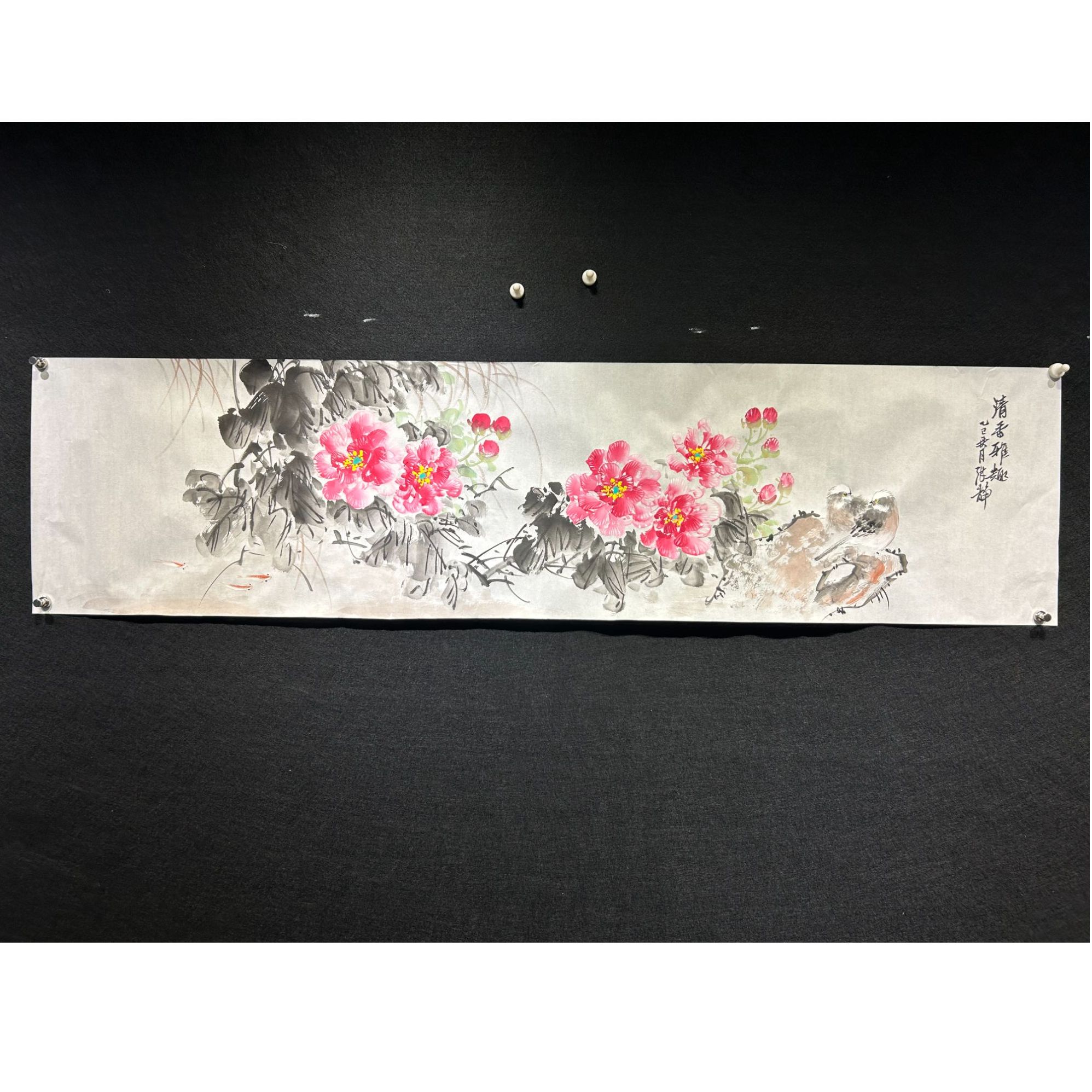 【清香雅趣】张静老师书画作品-竖版 画芯：138*35