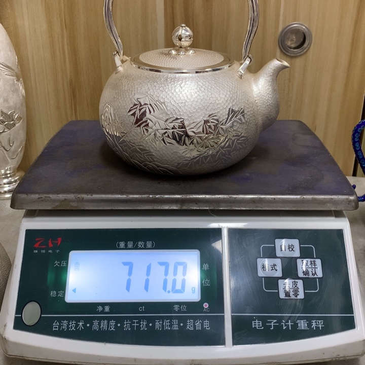 足银999竹子图烧水壶1.2升