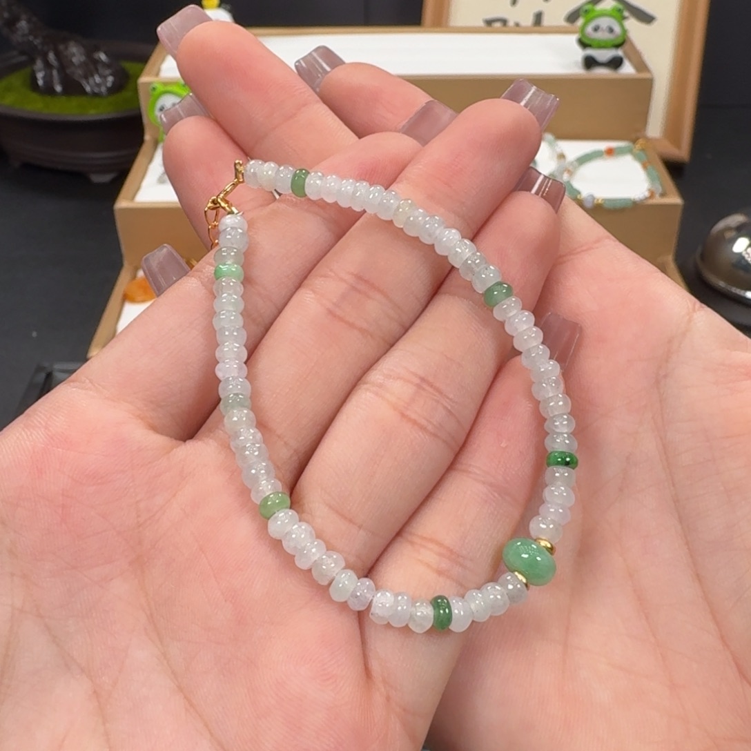 银S925镶嵌手串翡翠