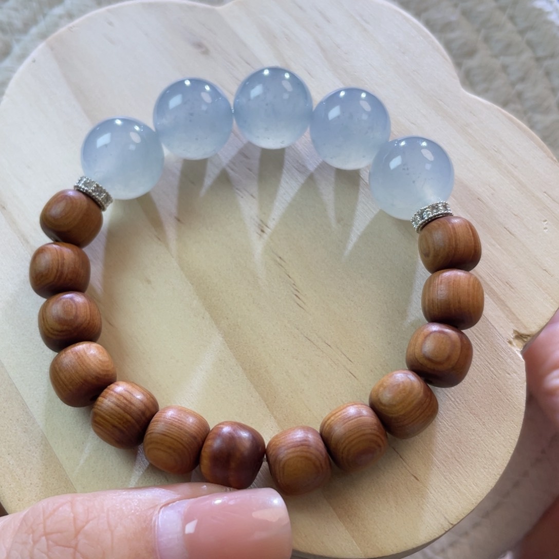 翡翠散珠天然缅蓝冰半串卡13+
