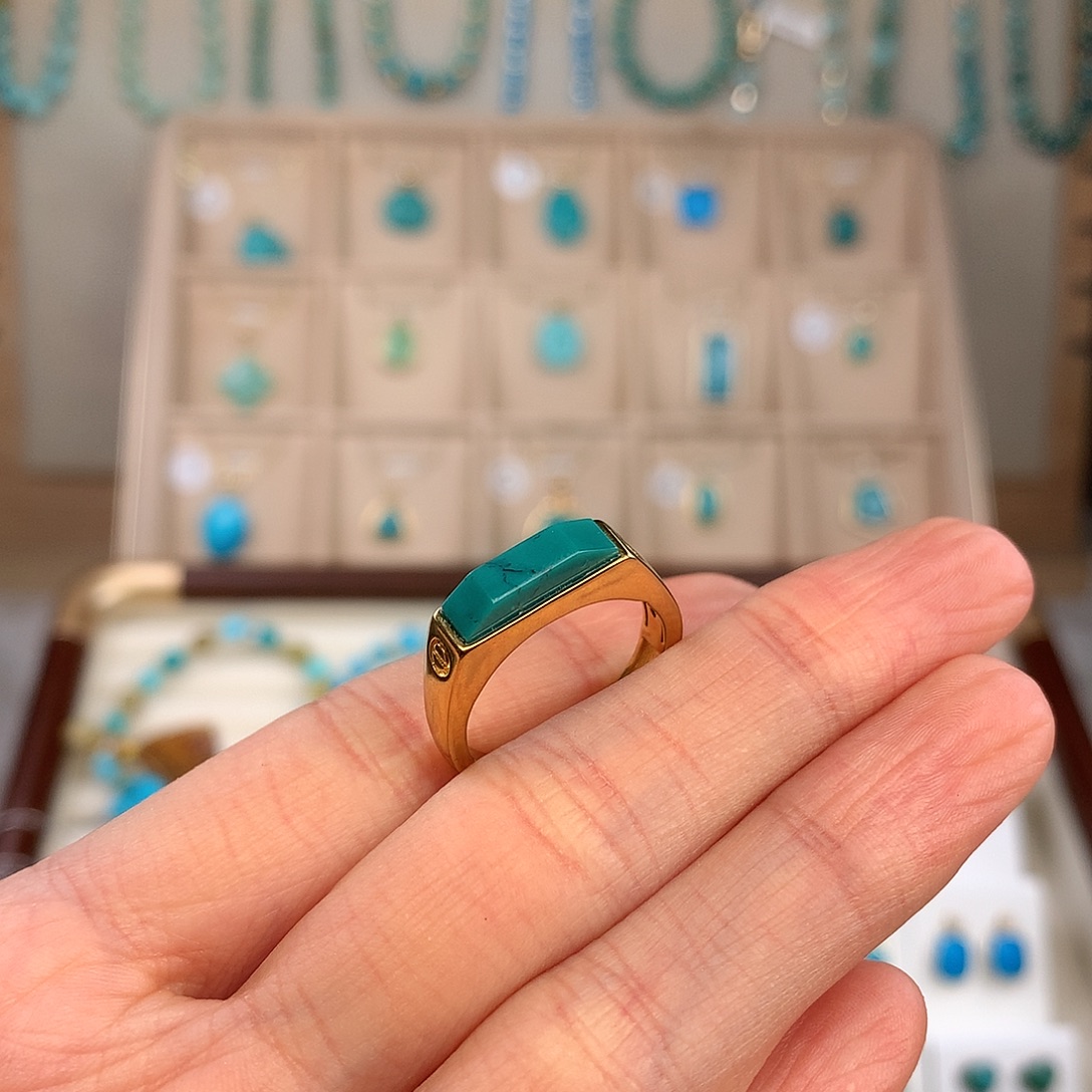 绿松石银S925镶嵌戒指