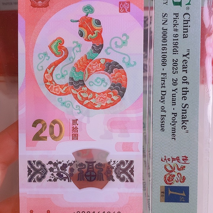 塑料2025蛇钞PMG68分000161060