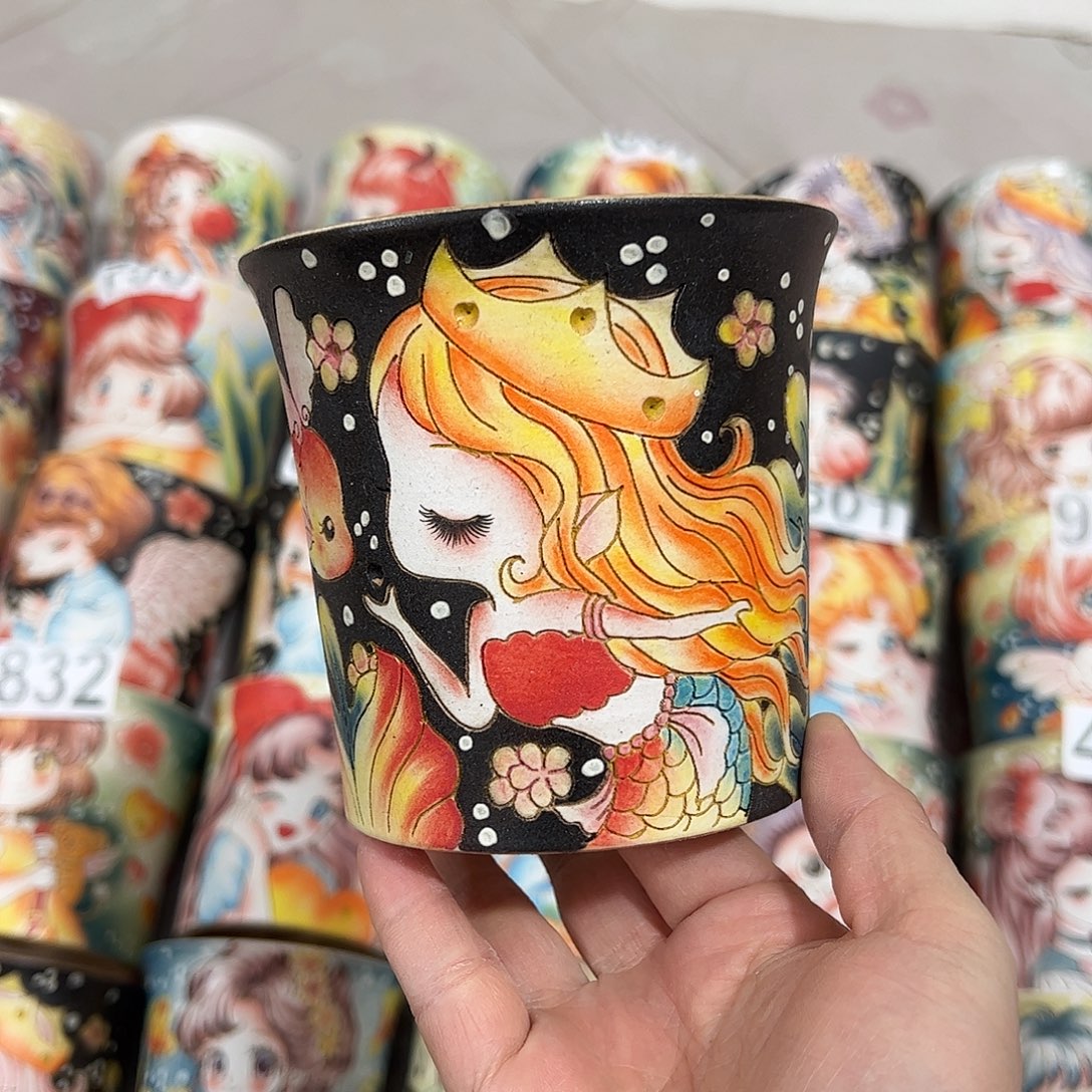 景德镇炫彩手绘口10高10