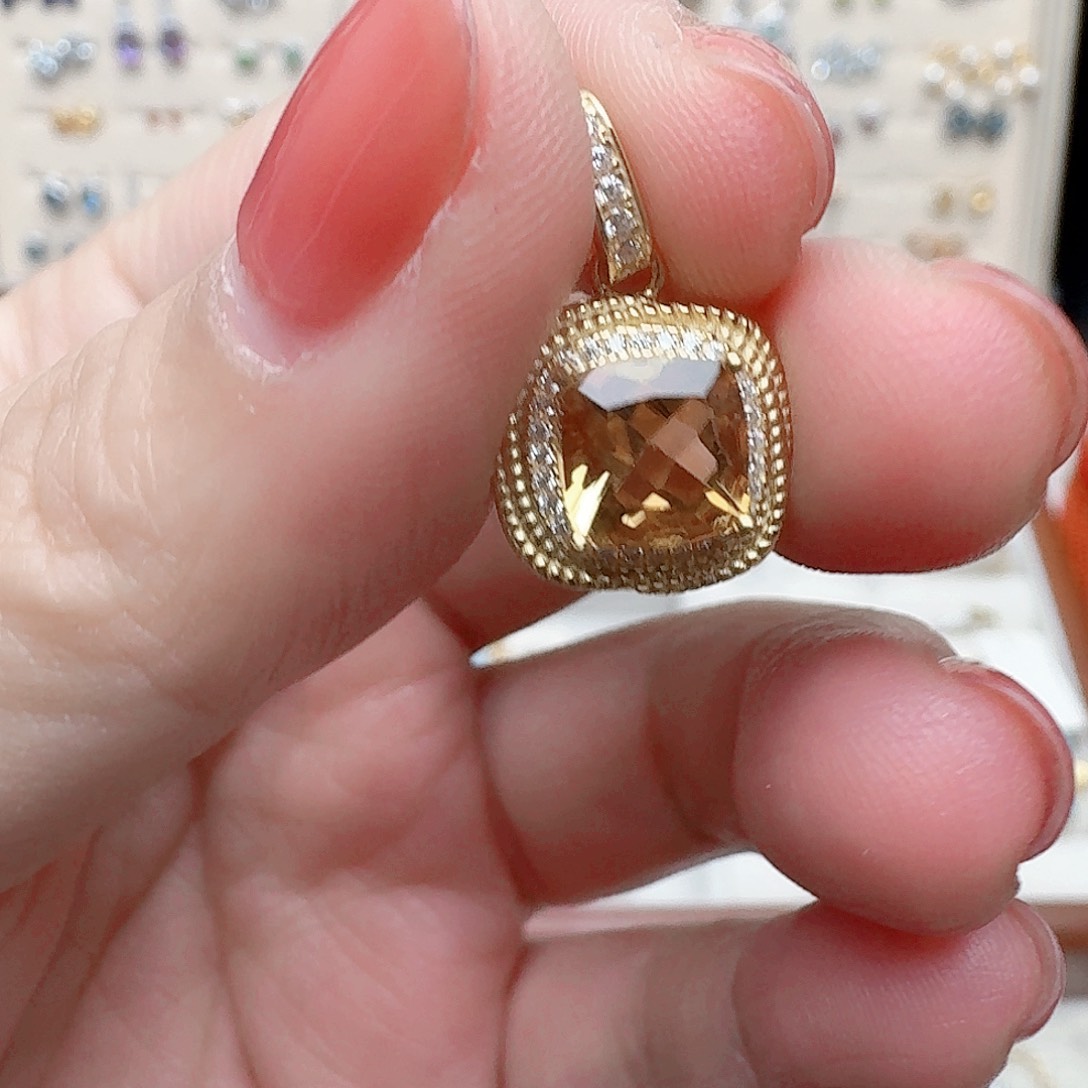 水晶吊坠(不含链)银S925镶嵌吊坠