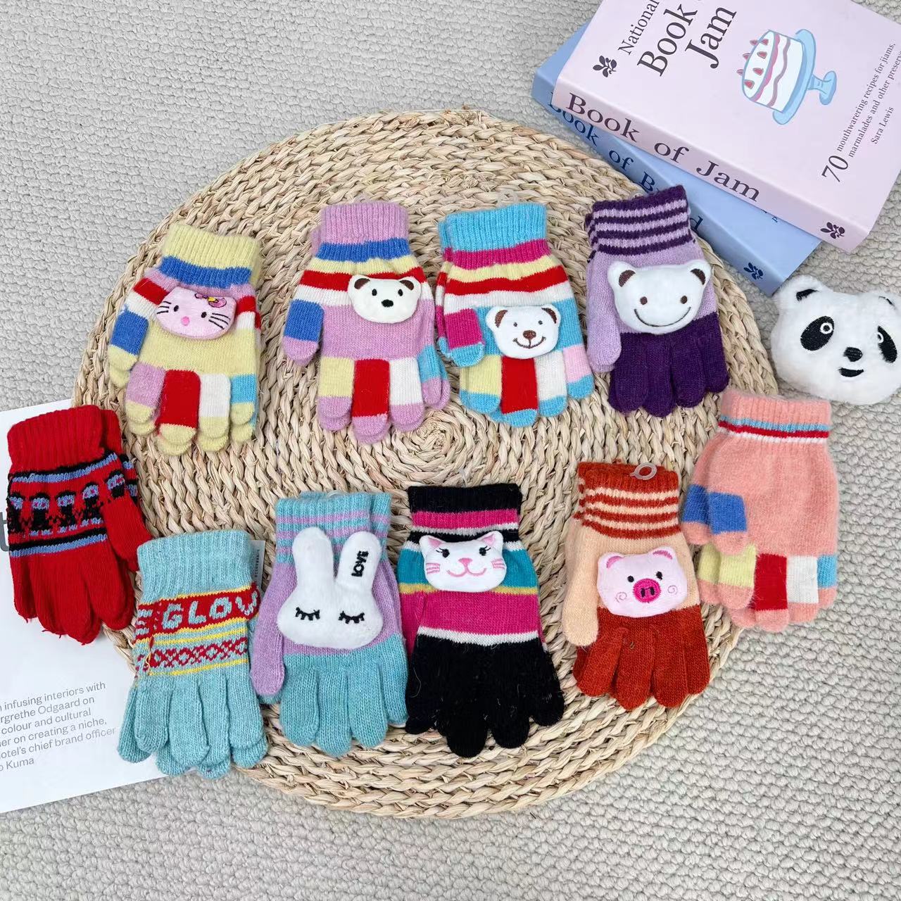 【米果妈】儿童冬季可爱卡通保暖五指分指手套(不挑颜色款式)Z2189