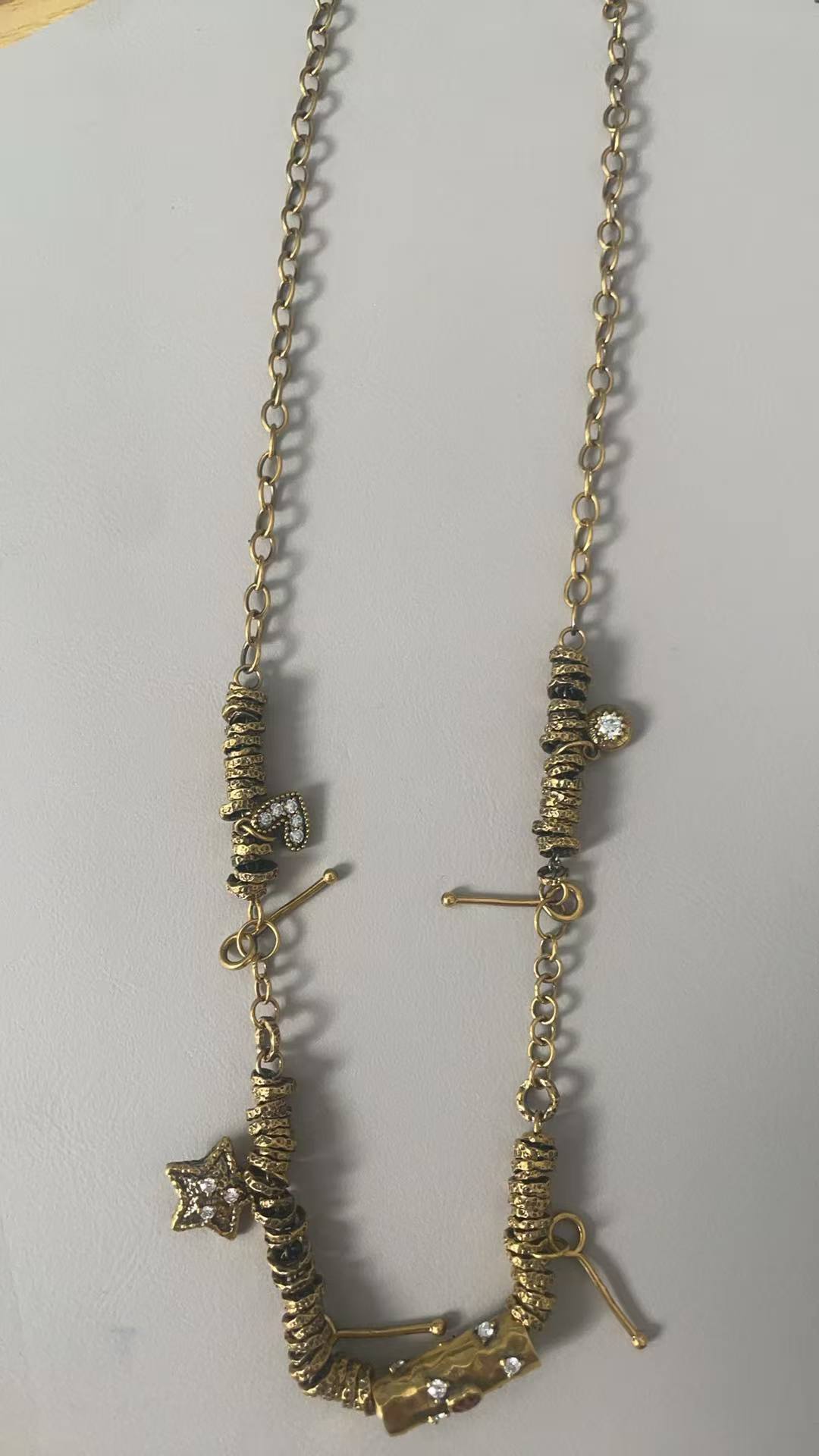 周帝王（定金）黄金足金精致复古设计黑金个性双层经典百搭项链