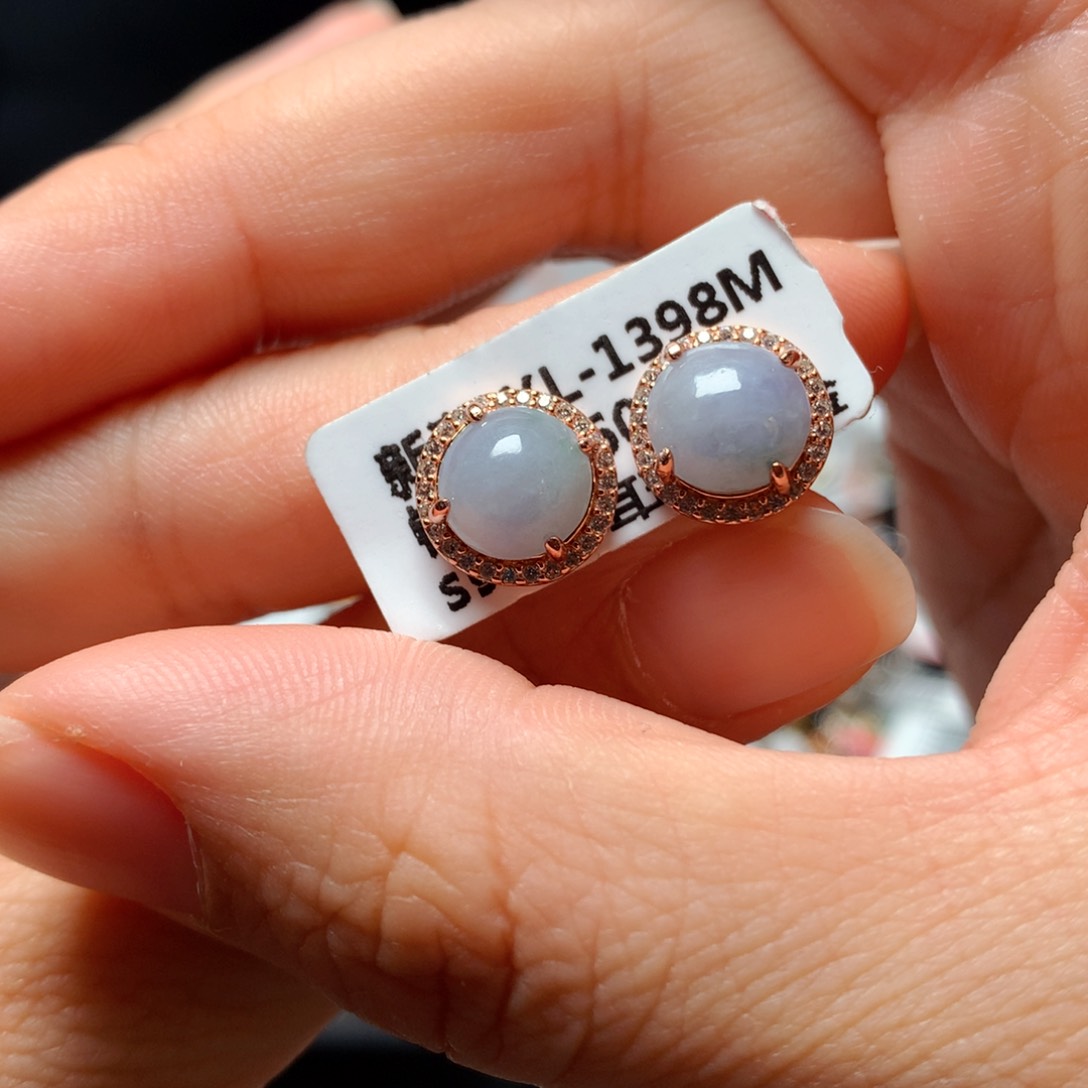 翡翠戒指银S925镶嵌天然翡翠耳饰