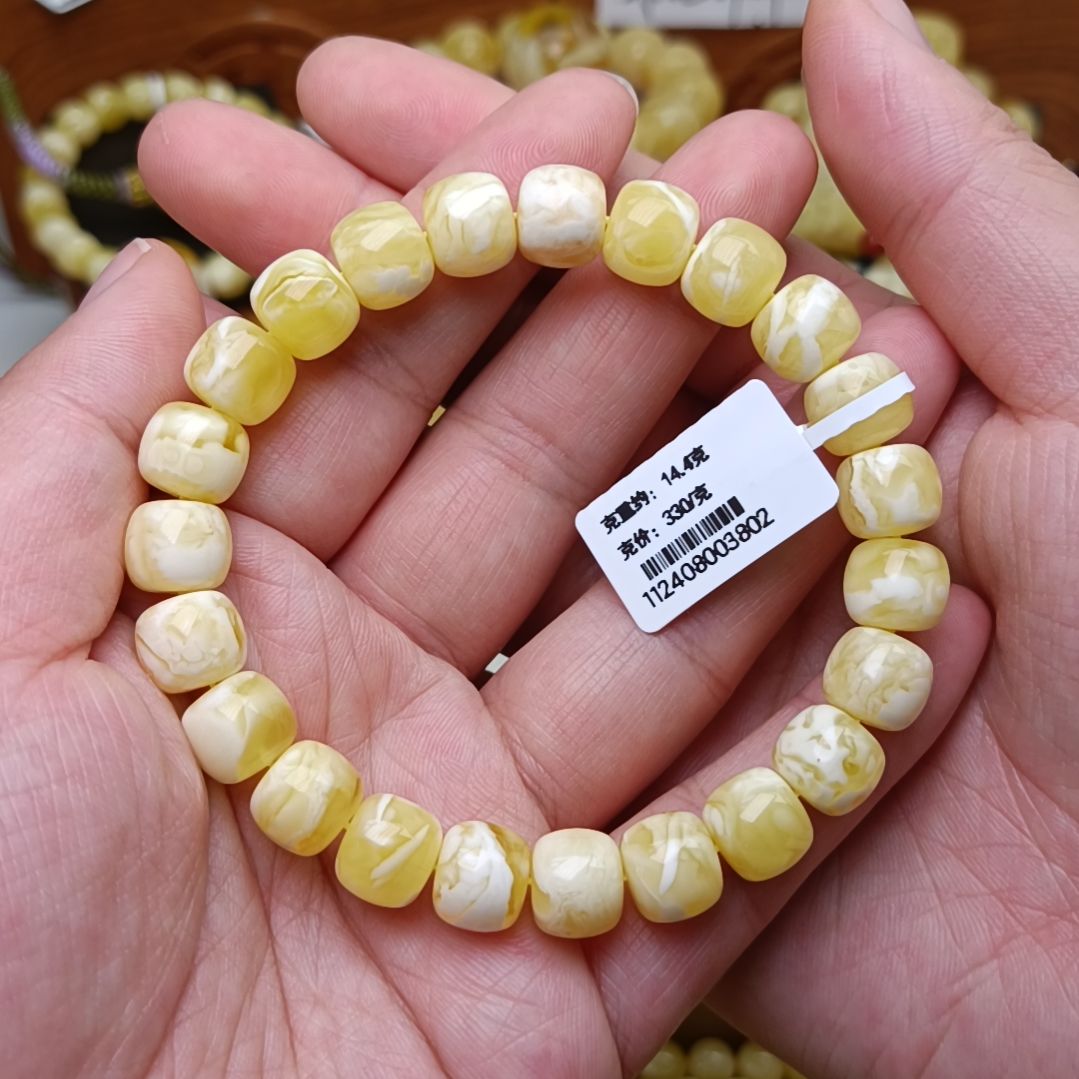 蜜蜡手链未镶嵌10老型白蜡