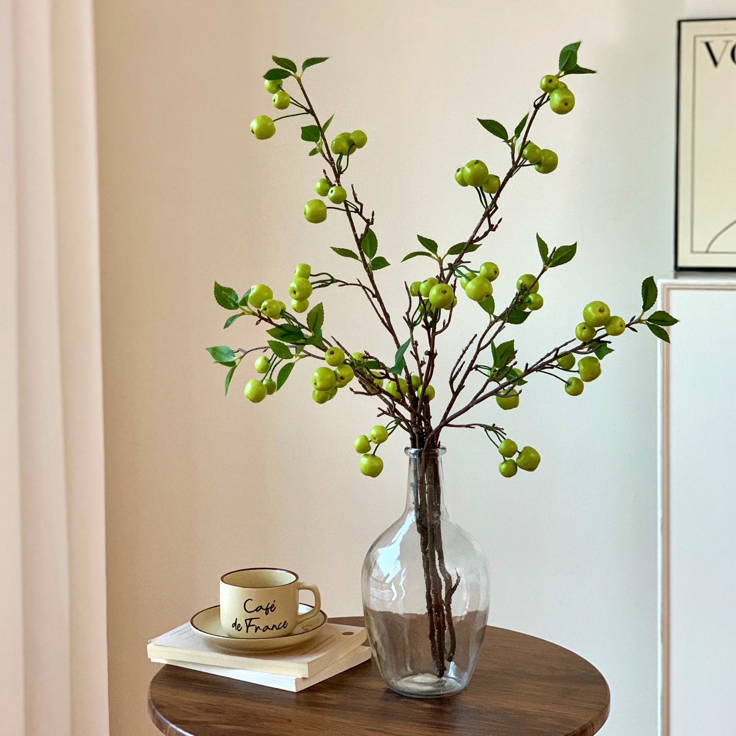 仿真青苹果绿植玻璃花瓶套装客厅插花餐桌装饰品摆件摆设假花道具