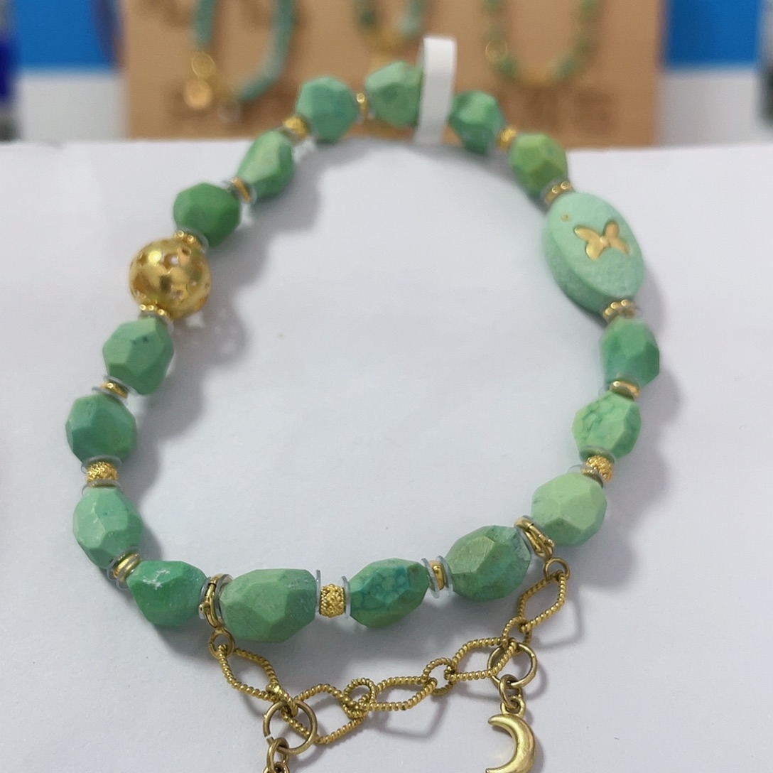 绿松石珠宝奇石18K金镶嵌