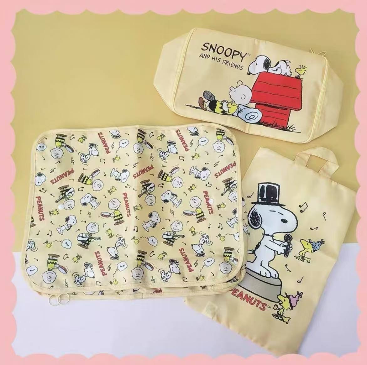 Z982 新款日系史努比kt猫收纳三史努比乐器三件套黄