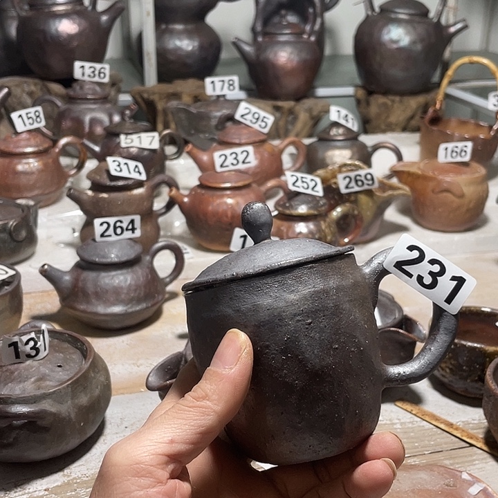 纯手工捏制柴烧茶具