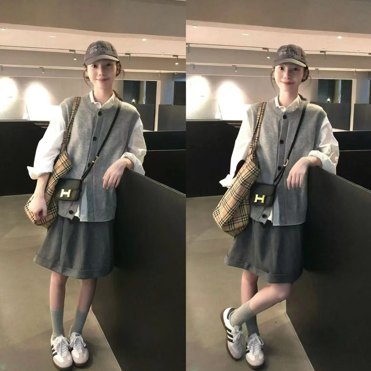 2025新款早秋氛围感穿搭叠穿针织马甲开衫女背心外搭无袖坎肩外套