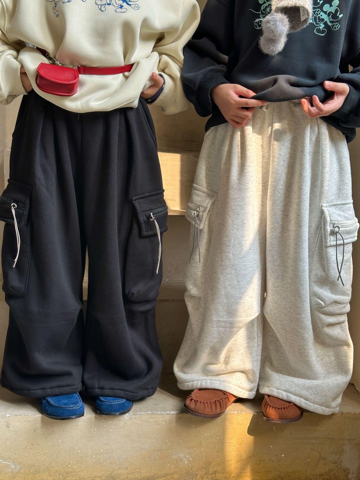 2025冬季新款韩版儿童侧口袋加绒卫裤男童百搭抽绳直筒裤子潮酷