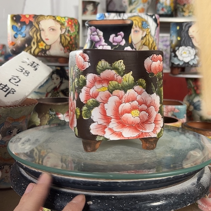 满38包邮 景德镇幸运花盆