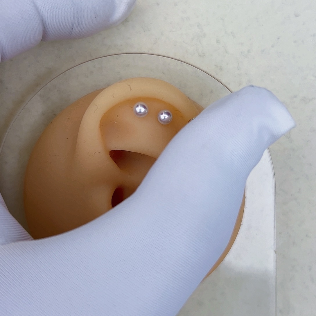 海水珍珠海水akoya天女耳钉3-4mm银S925镶嵌