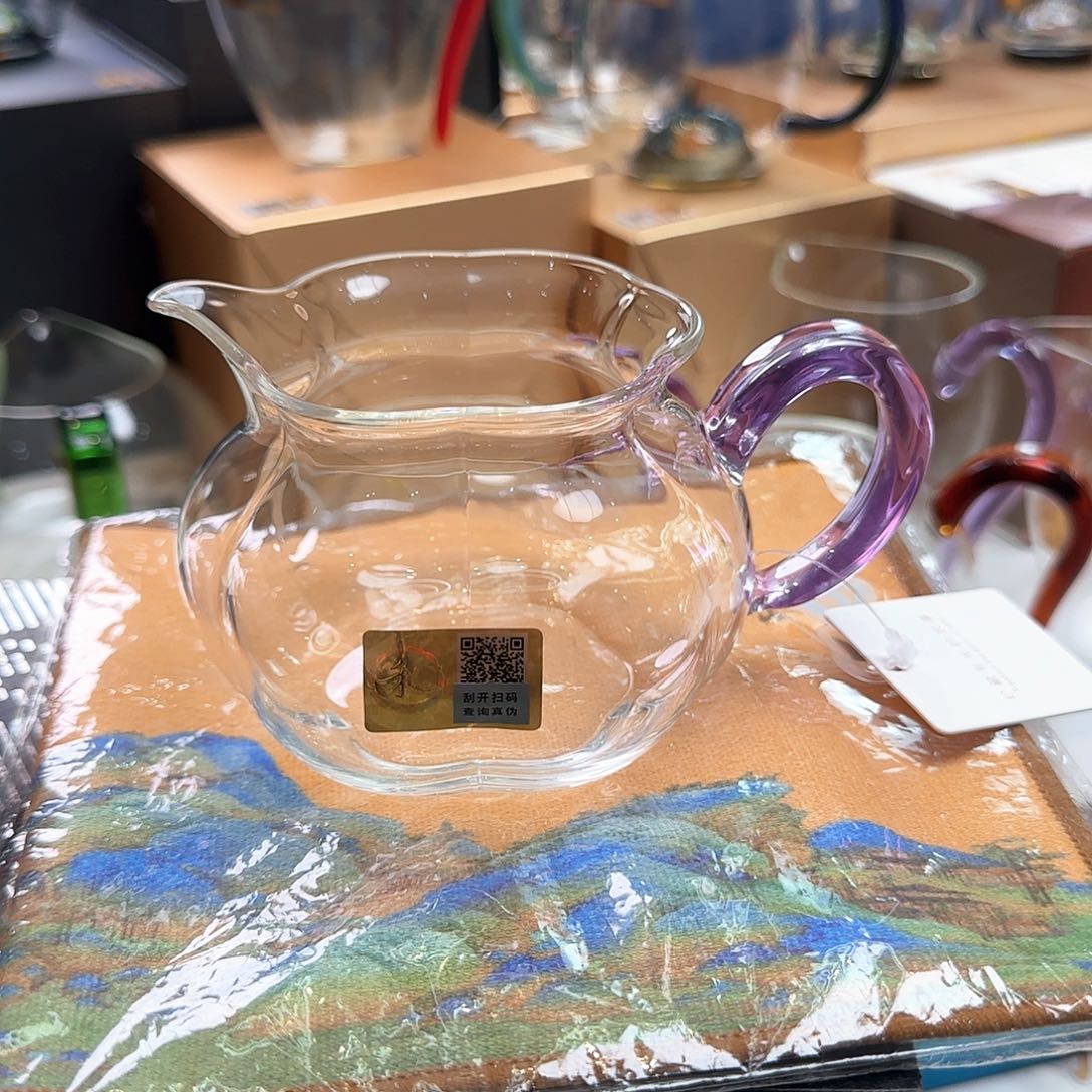 禾器浅紫色纳福公道杯加茶巾