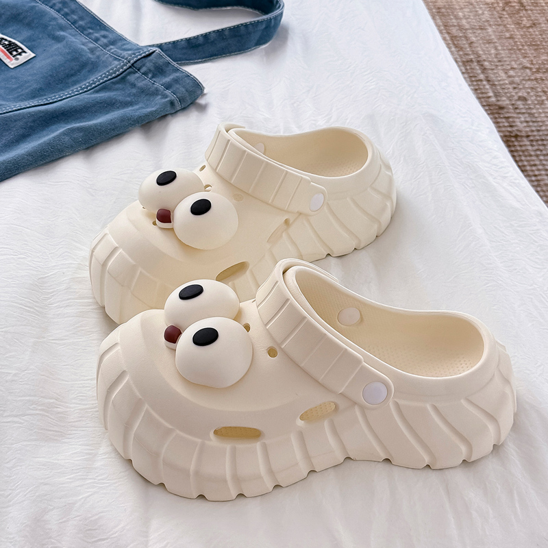 大眼仔洞洞鞋女士夏季外穿2025新款踩屎感厚底防滑包头凉拖女