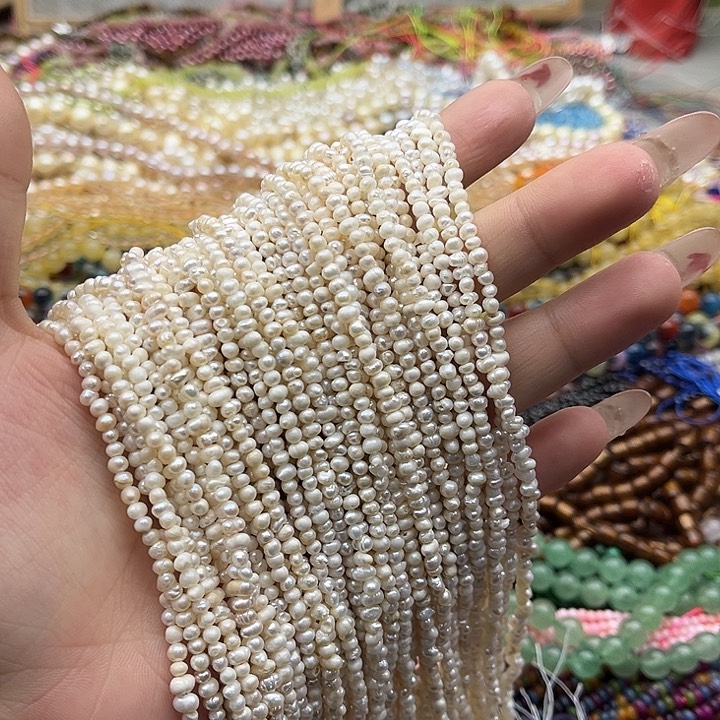 玛瑙/玉髓珠宝半成品未镶嵌一条3.5mm左右哑光不规则珍珠
