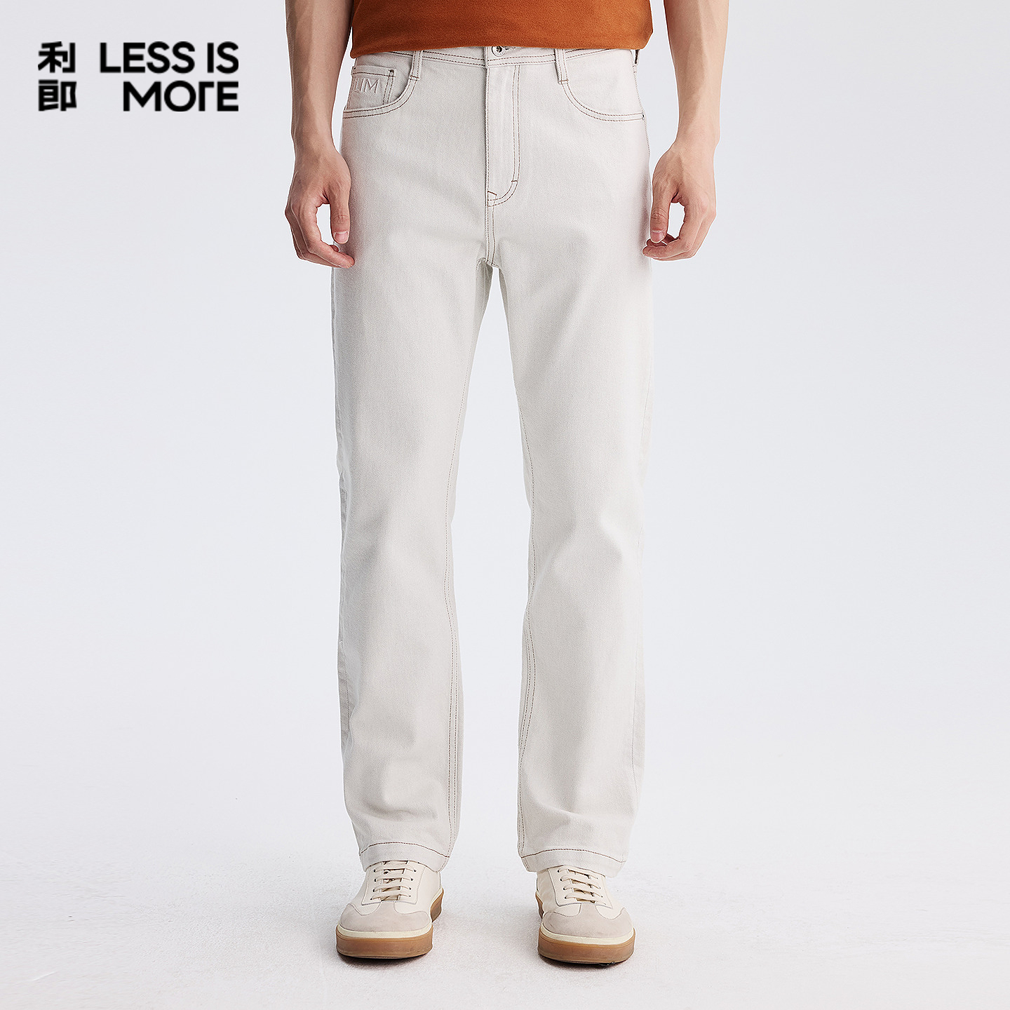 利郎【极简3D复古】25冬象牙白加厚万向弹牛仔裤户外休闲百搭裤子男