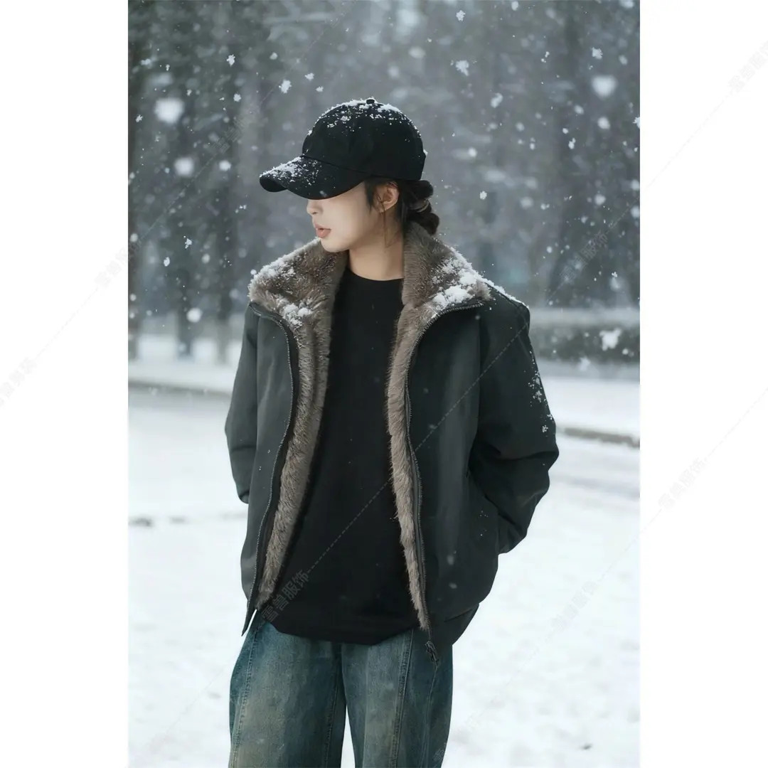 【两面穿座山雕】仿双色银蓝狐重磅水洗牛津帆布保暖加厚加绒外套XX