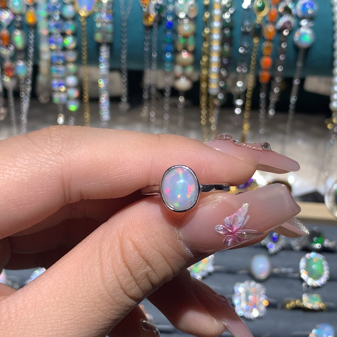 欧泊福利戒指银S925镶嵌