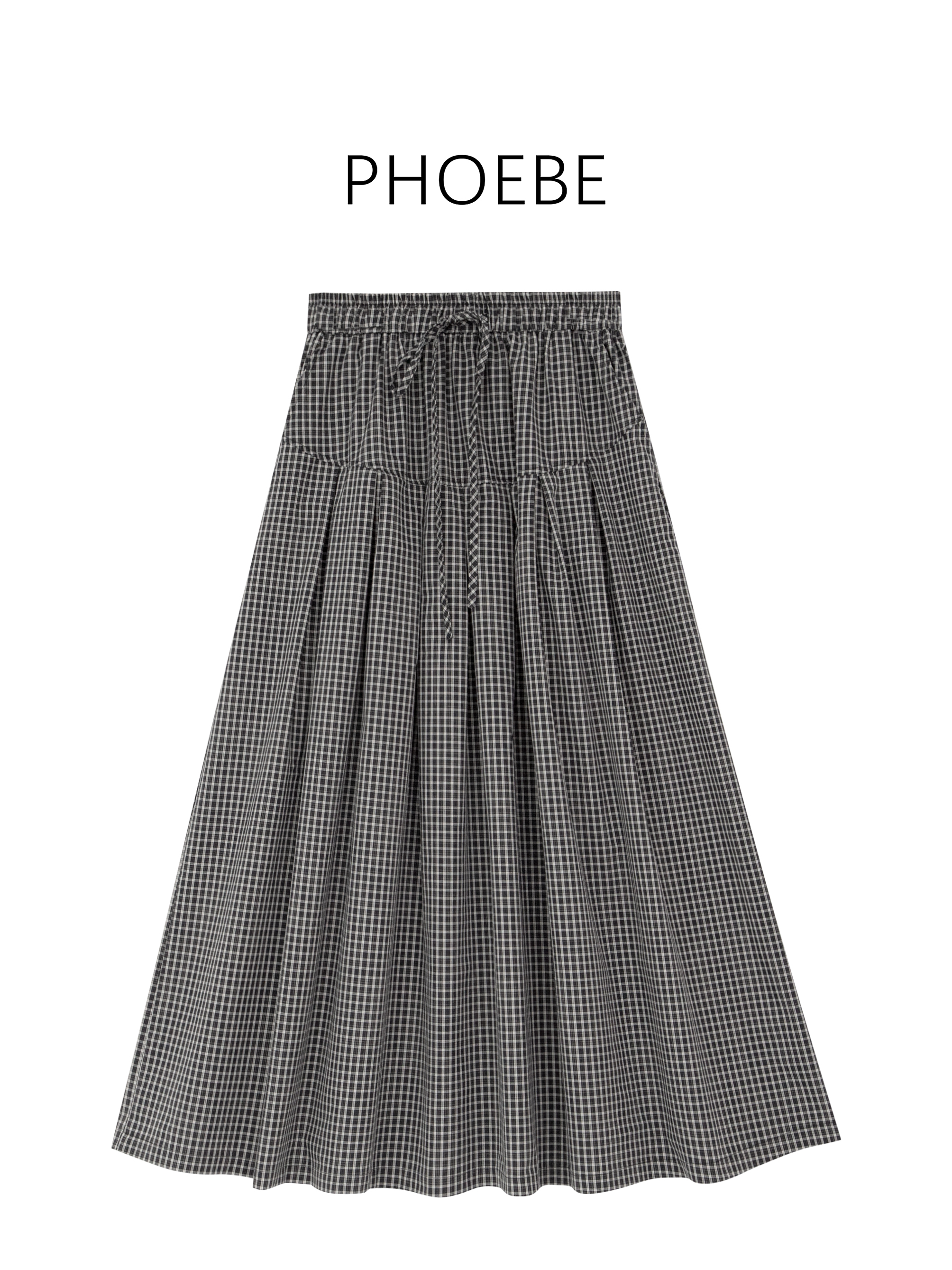 【私服格子裙】PHOEBE叶姐 黑白格子文艺半身裙Y5050223D