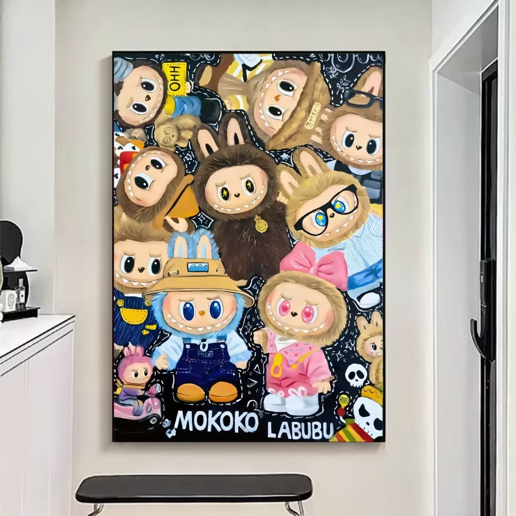 拉布布现代潮流泡泡玛特拉布布客厅背景墙装饰画波普艺术挂画S22