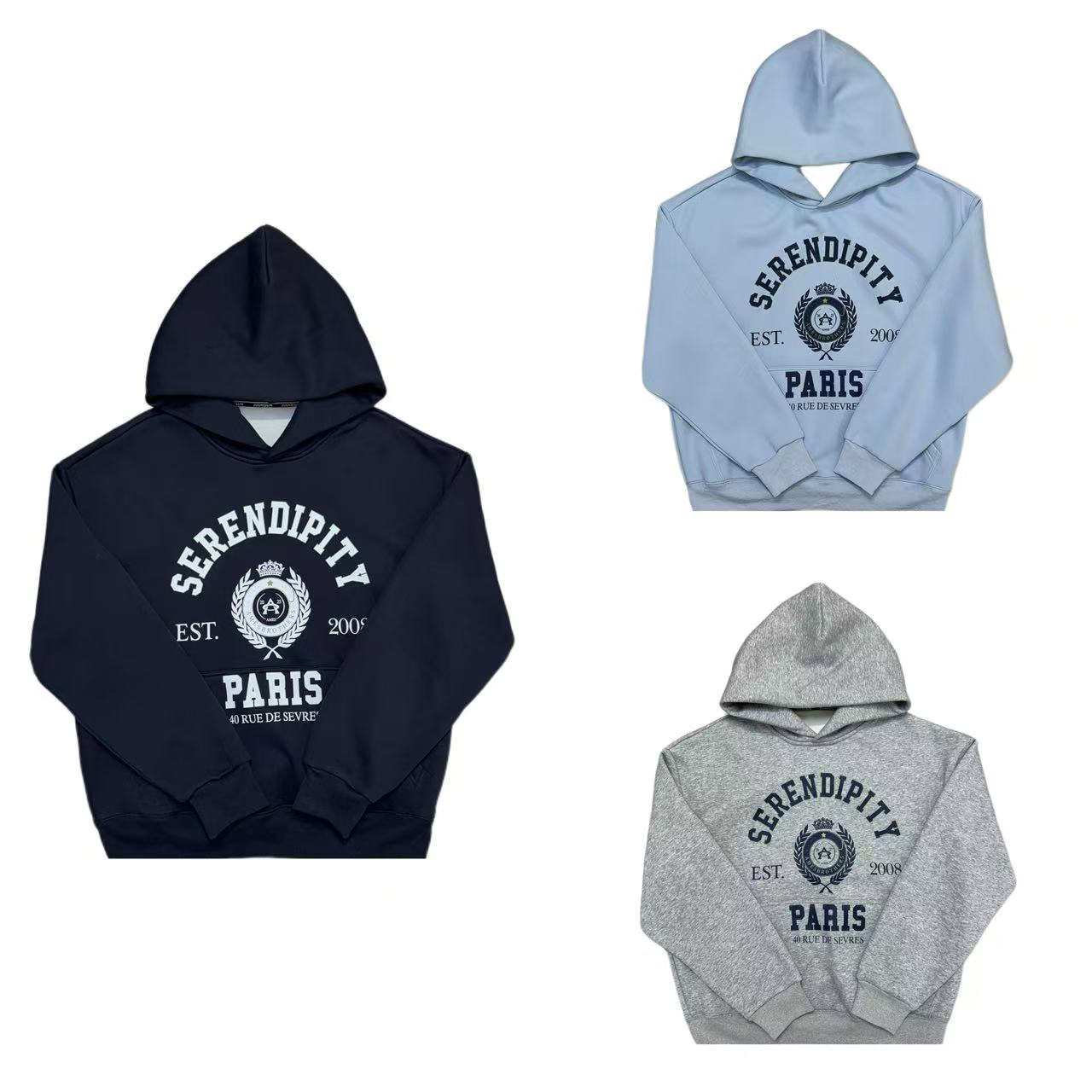 [X]蓝灰三色巴家P字母加绒潮流带帽奥粒绒儿童卫衣（暖暖冬日）