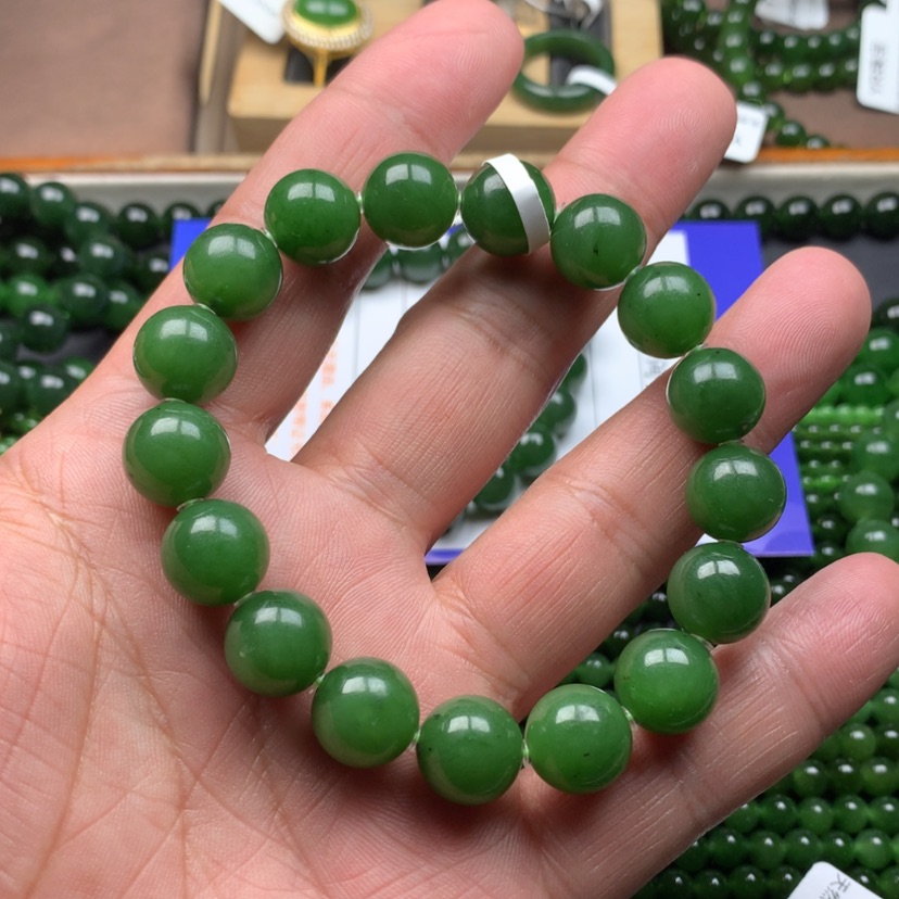 【闪购商品】未镶嵌手串和田玉（碧玉）福*12