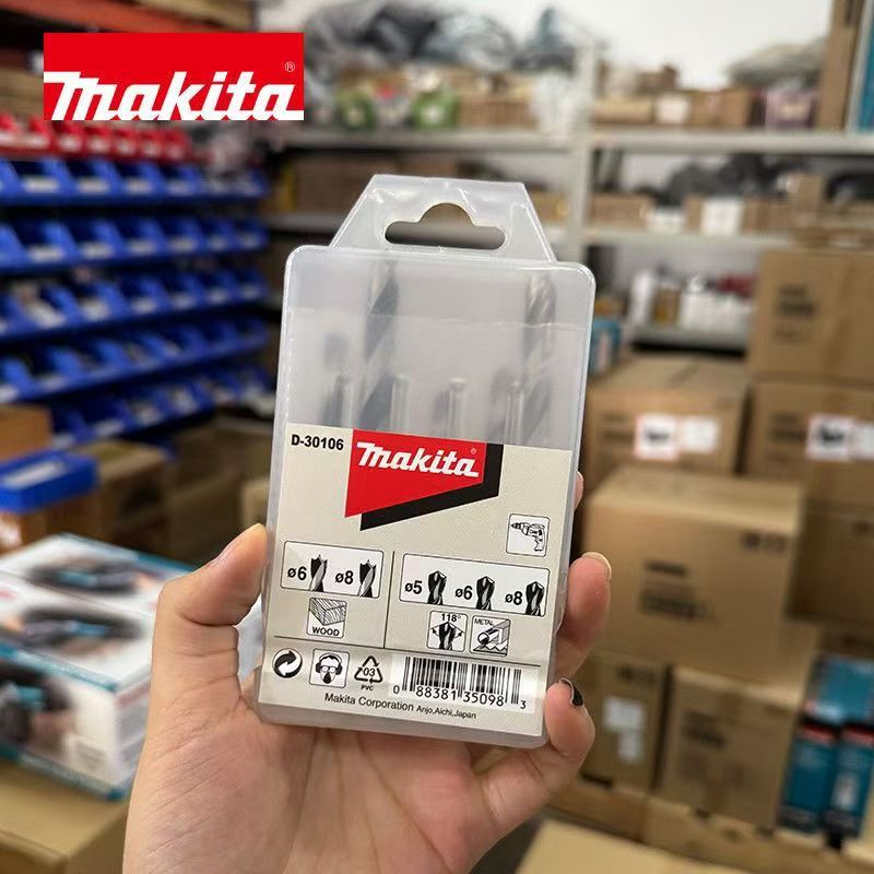 牧田混合钻套装原装木工麻花冲击钻头圆柄穿墙金属合金不锈钢打孔