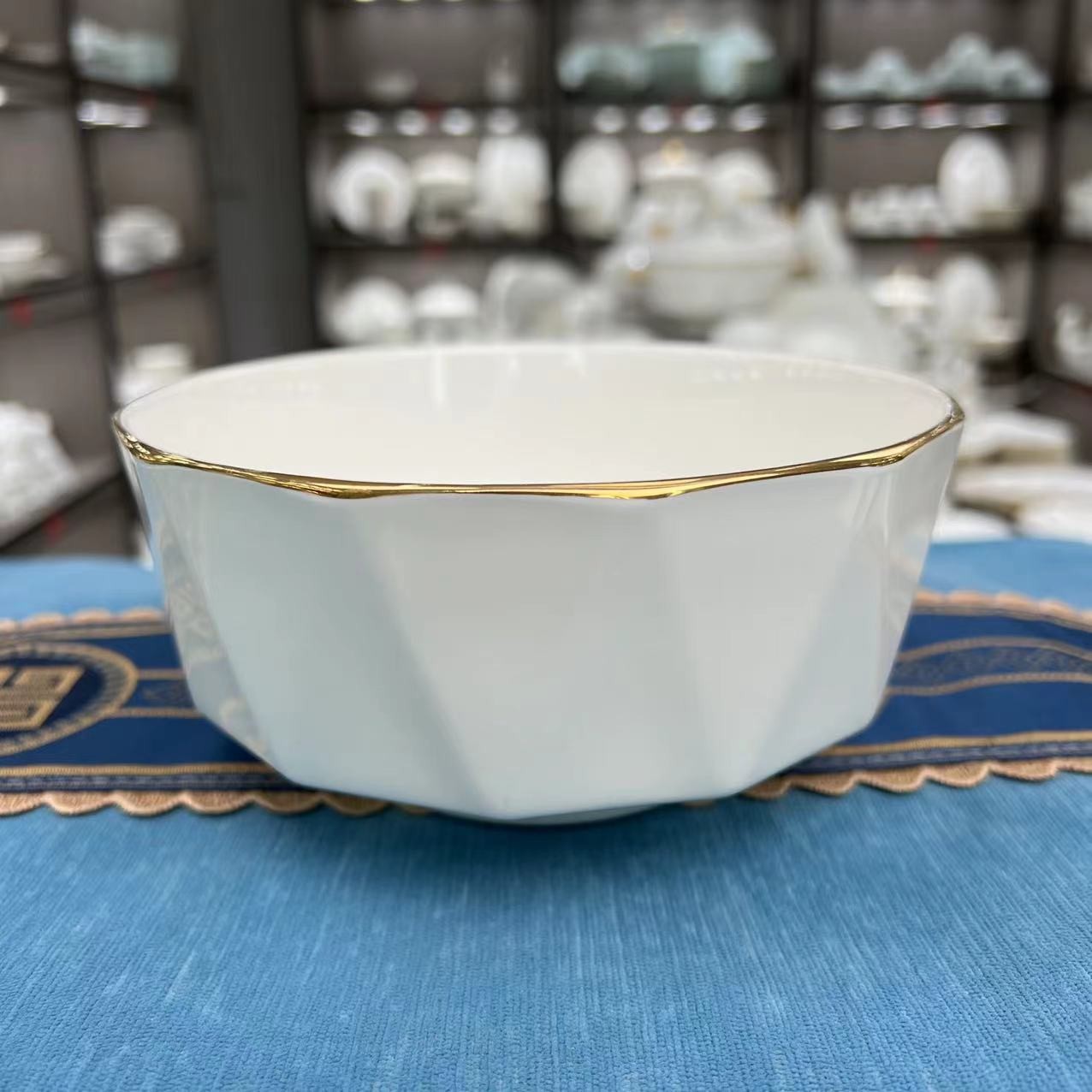 景德镇高温骨质瓷纯白描金4.5/5/6英寸吃饭碗面碗家用粥碗单只装