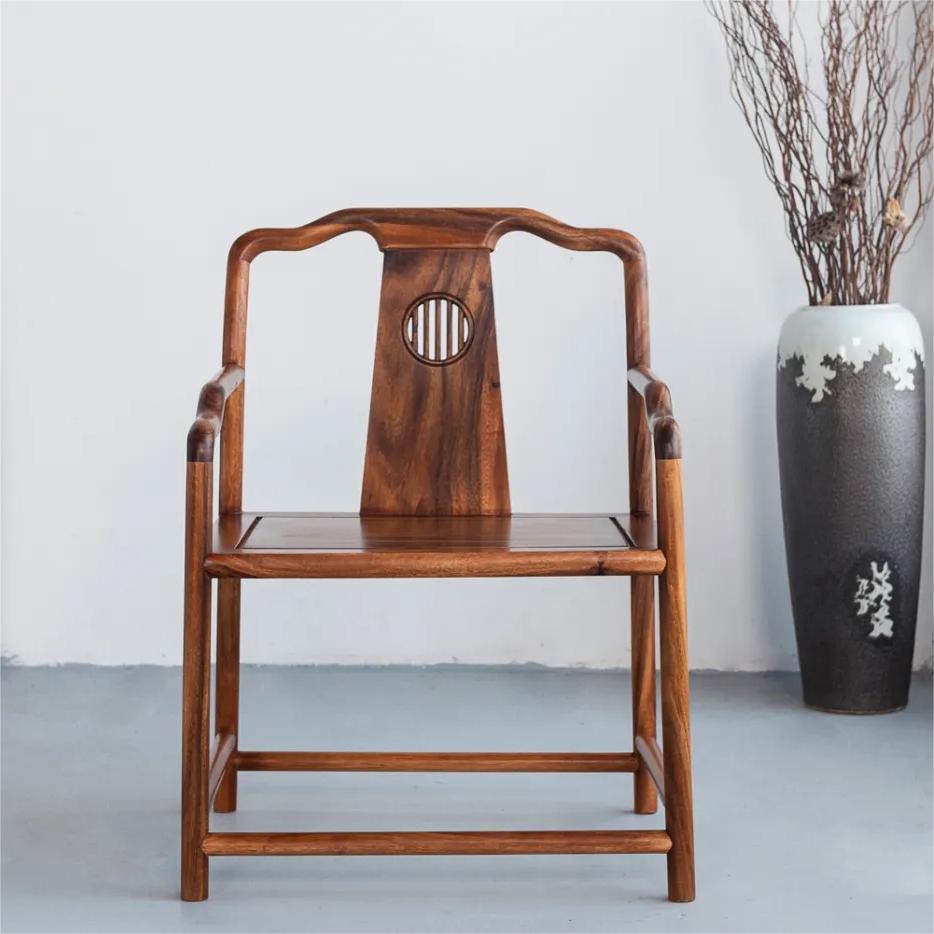 （买一送一，顺丰包邮）胡桃木浩然椅实木休闲椅餐椅新中式家用简约